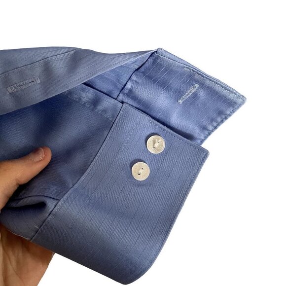 Reaction by Kenneth Cole regular fit solid blue long sleeved button down shirt - Picture 5 of 6